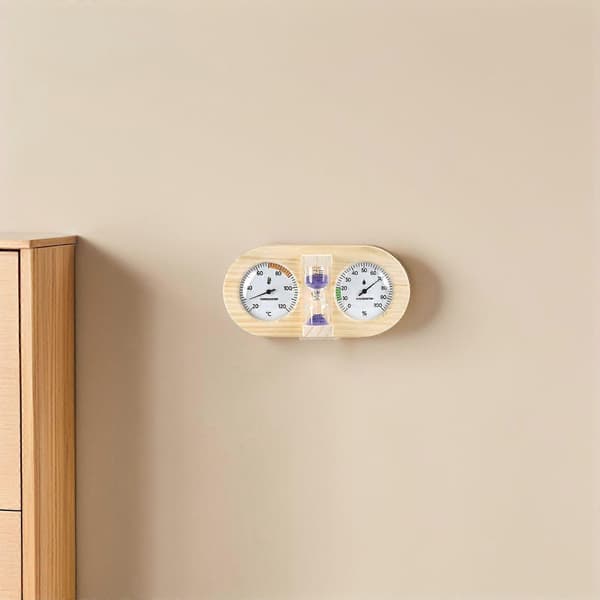 Bastu Termometer och Hygrometer - Exakt Bastu Timglas Timer med Dubbla Urtavlor - 15-minuters Nedräkning för Inomhusbastur