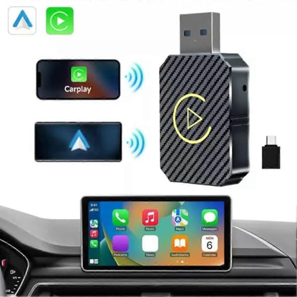 Trådløs CarPlay-adapter Android Auto 2-i-1 Smart USB-dongle Mini Kompakt CarPlay-konverter
