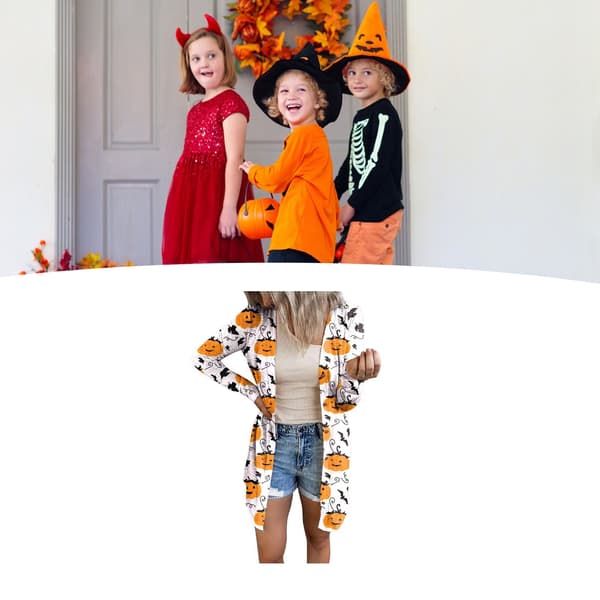 Lett langermet åpen kappe for kvinner til Halloween, høst, uformell, hvit M