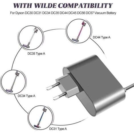 Dyson-lader kompatibel med DC30 DC31 DC34 DC35 DC44 DC45 DC56 DC57 16.75V/24.35V Dyson støvsugerbatteri