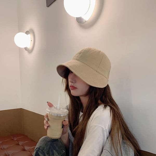 Solhatt i bomull for kvinner, justerbar, bred brem, solbeskyttelse, sommerstrand, lett, khaki