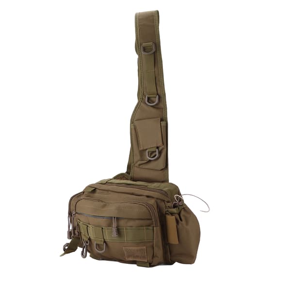 Fiskeredskapsväska, 600D Nylon, med bälte för utomhusfiske och cykling, Khaki