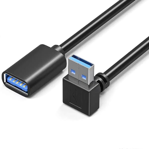 L-formad USB 3.0 förlängningskabel, 90-graders böj, 5 Gbps adapterkabel, lämplig för stationära datorer, bärbara datorer och kringutrustning.