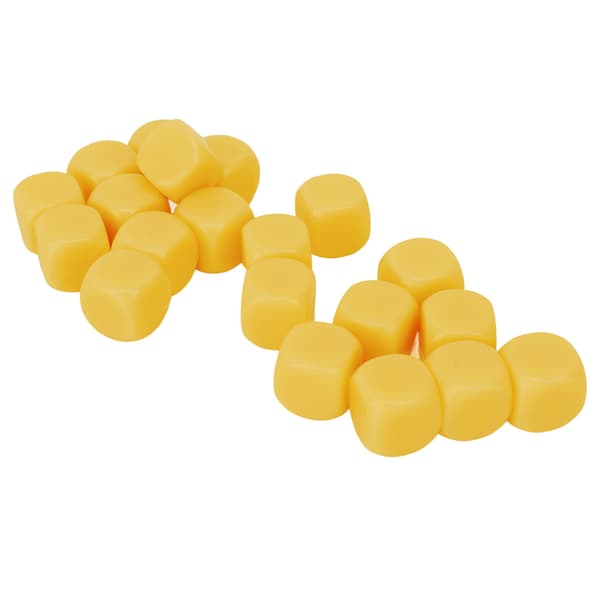 20 vita plasttärningar med rundade hörn 16 mm för lek och undervisning