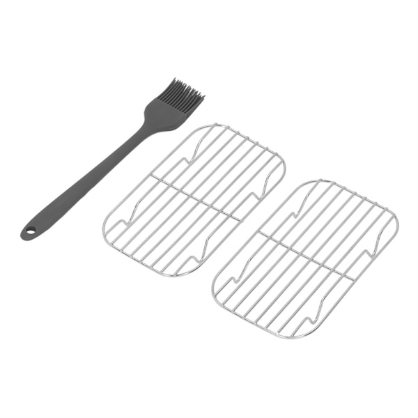 2 stk. grillrist i rustfrit stål med silikonebørste, bærbar til campinggrill