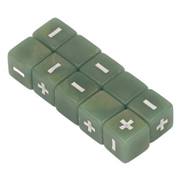 Sæt med 20 terninger med plus- og minussymboler, 16 mm, til tidlig matematikundervisning, lysegrøn