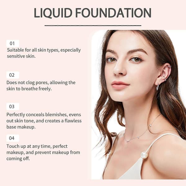 Fuktighetsgivende Foundation Sminke, Lett Flytende Base, Full Dekkevne Concealer, Langvarig Ma