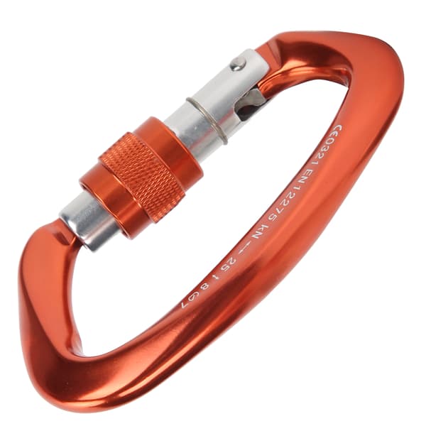 D-formet låsekrog til bjergbestigning, aluminiumslegering, magnesium, sikker, 25KN, orange.