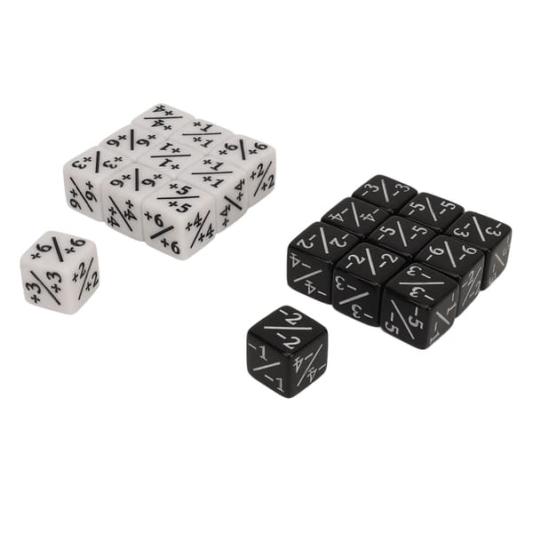 20 terninger tellere 15,3 mm positive negative for brettspill og matematikk