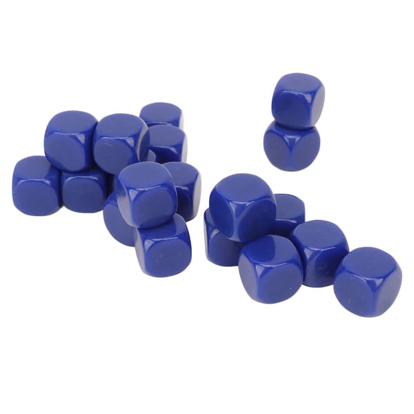 20 hvite 16 mm plastterninger med avrundede hjørner for spill og undervisning