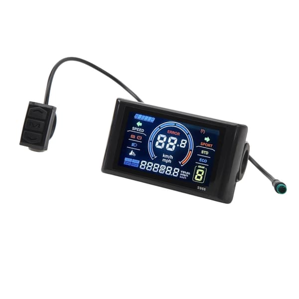 S966 LCD-displaypanel til 24-72V elcykel, vandtæt, letvægts, til 22,2 mm styr