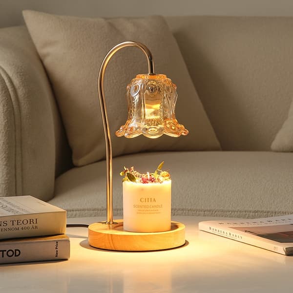 Multifunktionell ljusvärmare: Rosdesign, dimmer, 2-8 timmars timer, träbas