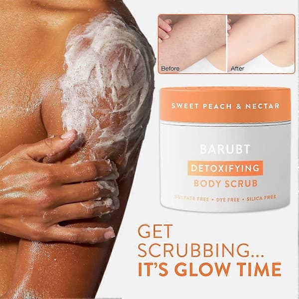 Söt persika kroppsskrubb - Exfolierar, tar bort död hud och återfuktar.