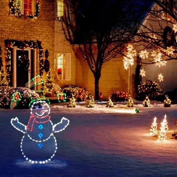 Legende animeret sneboldlys, LED udendørs juledekorationslys, glødende snemand julepynt...