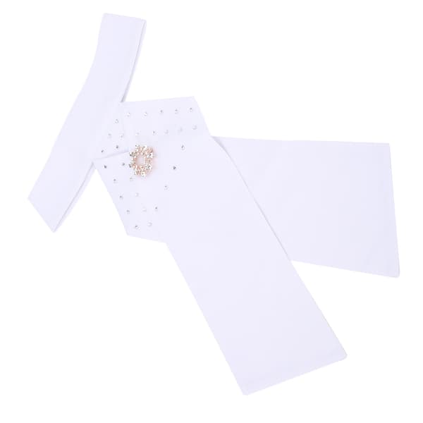 Ferdigknyttet rideslips med bomullsbroche for voksne, ridetilbehør for hester, 32x20,5 cm, hvit