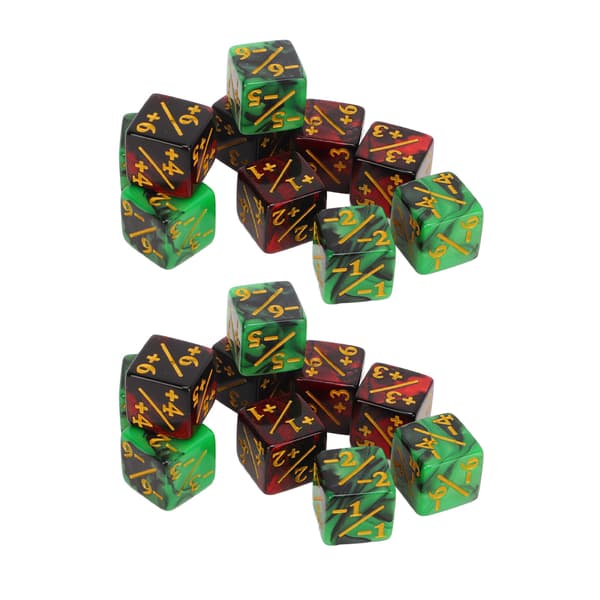 20 stk 16 mm terninger, 2 farger, med addisjon og subtraksjon for undervisning i matematikk