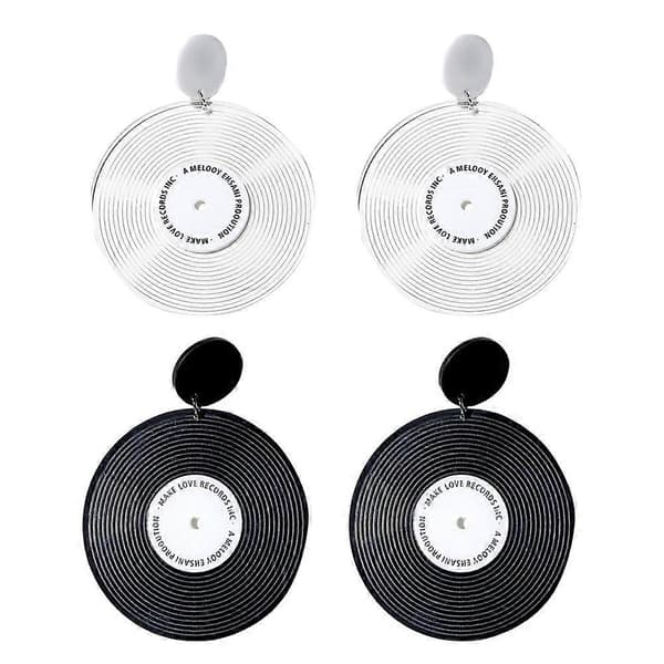 4-delt vinylplade øreringesæt, runde stud øreringe, elegante og charmerende øreringe, en perfekt gave til kvinder og piger.