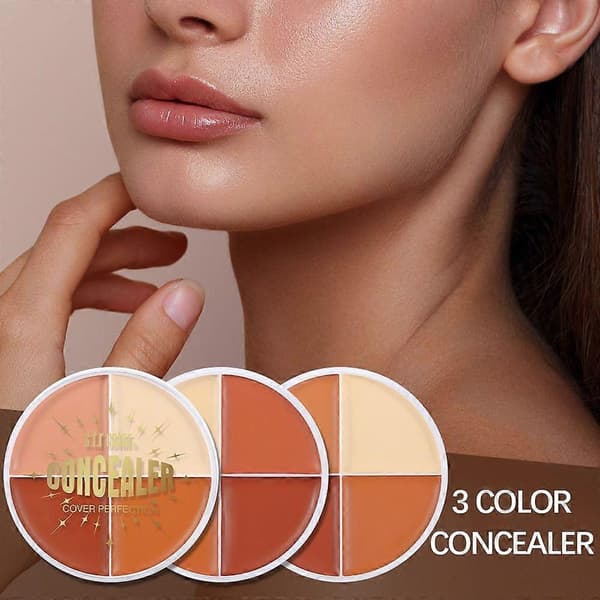 4 nuancer creme concealer palette, cremet fugtgivende formel, til mørke rande, urenheder, kontur