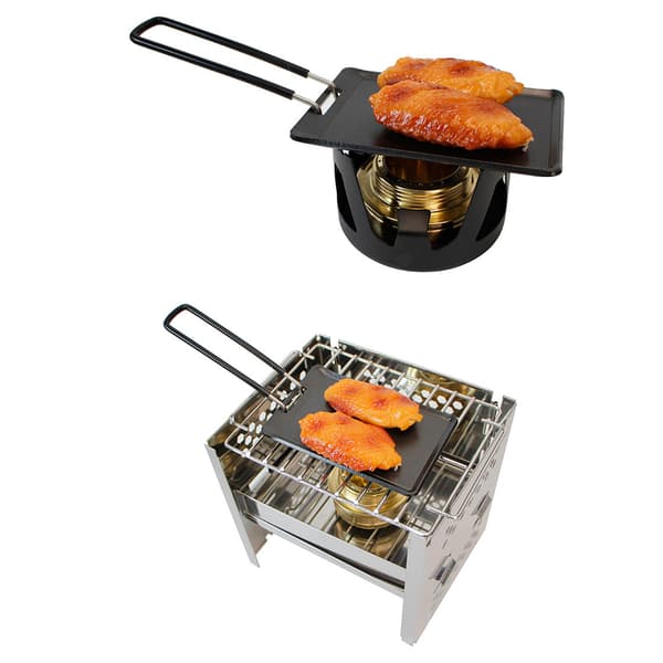 Mini bærbar non-stick grillpanne for camping og hjemmelaget mat