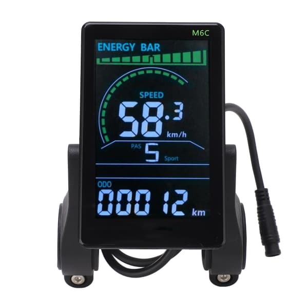 ABS LCD-displaymåler til elcykler med kontrolpanel og vandtæt 6-bens kabel 24V-60V