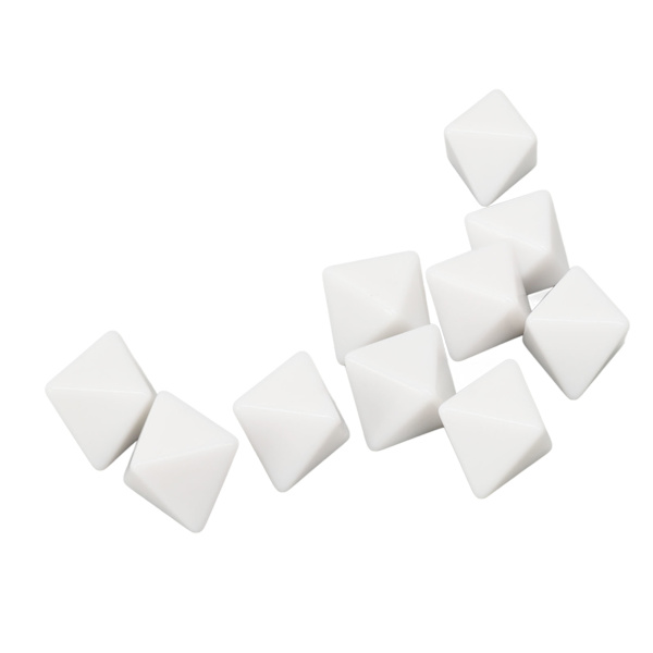 20 STK Sett med 8-sidige hvite blanke plastterninger for DIY brettspill og utdanning