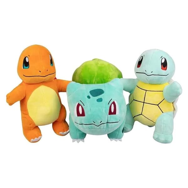 Bedårende Pokémon plyslegetøj, sæt med 3, 20 cm - Bulbasaur - Charmander - Squirtle - Blødt og nuttet