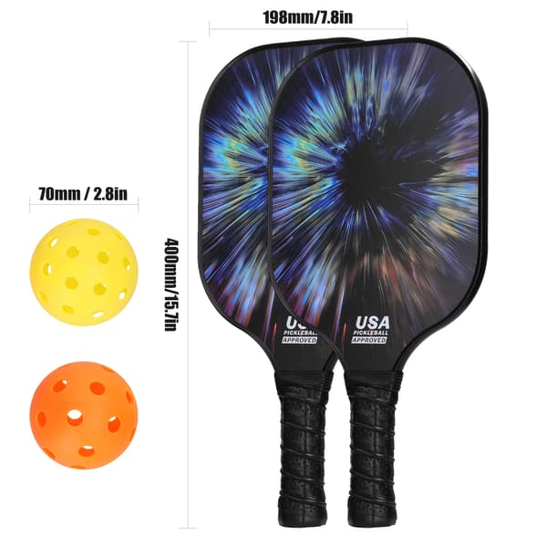 Pickleballracketset i glasfiber med 2 racketar och 4 bollar - Sporttillbehör