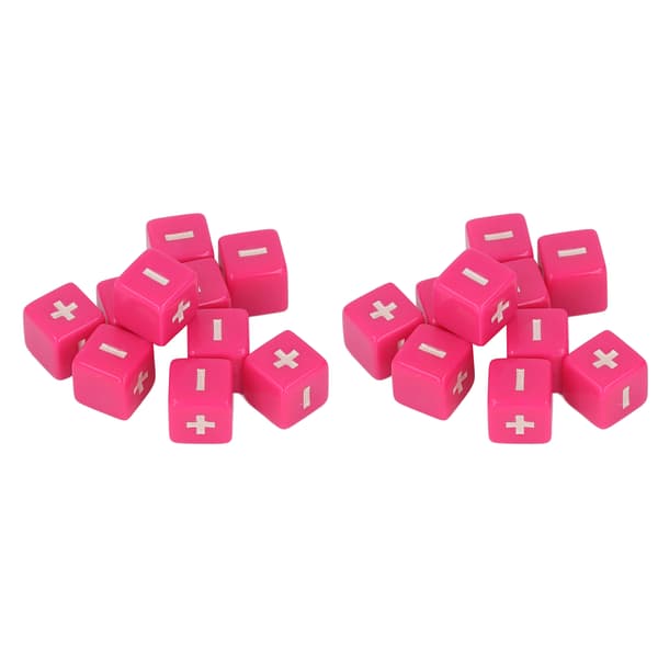 Sæt med 20 Plus Minus 16 mm Tegn Terninger til Tidlig Barndoms Matematikundervisning - Pink