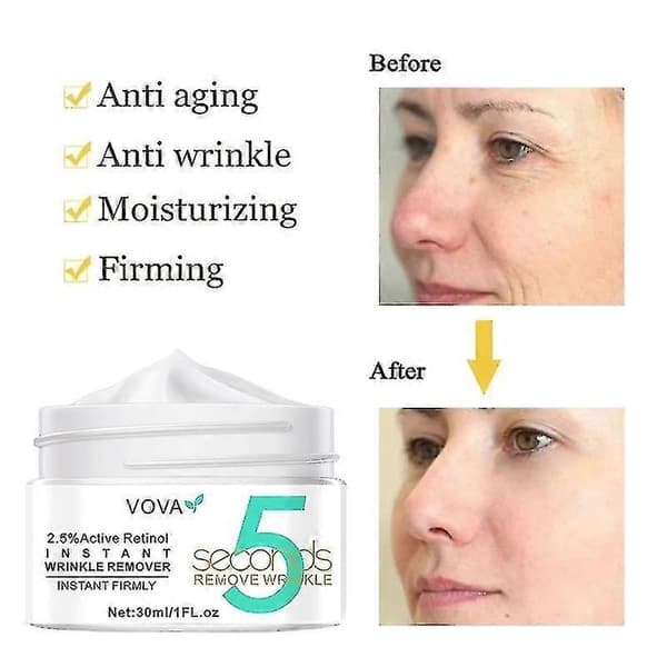 5-sekunders Retinol Anti-rynkekrem: Umiddelbar anti-aldring, oppstrammende, løftende og rynkereduserende ansiktskrem. 3