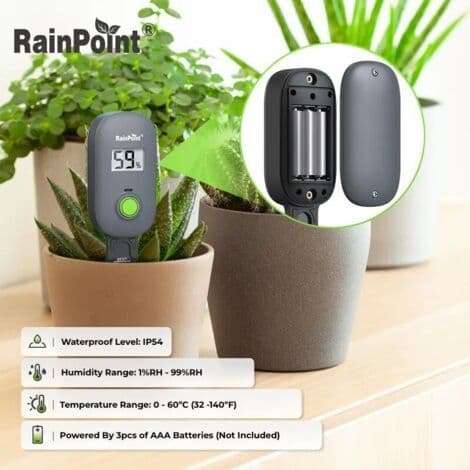 RAINPOINT Digital Jordfugtighedsmåler, Plantesensor, Jordfugtighedstemperatur