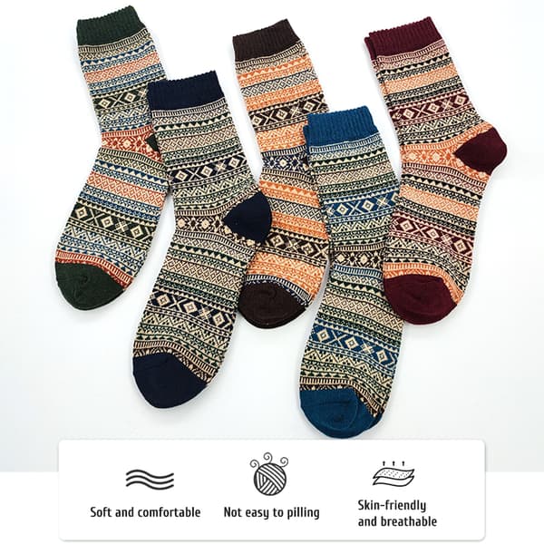 5 par unisex uldsokker, vinter, varme, tykke, behagelige, strikkede, afslappede, bløde