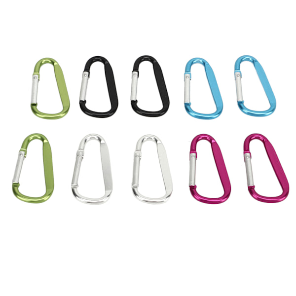 10 st mini karbinhakar i aluminium D-ring form nyckelring spänne krok för camping