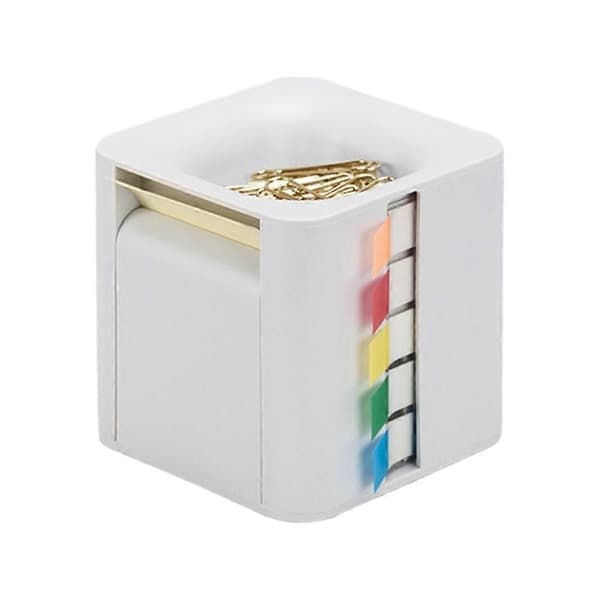 5-i-1 kubisk dispenser til sticky notes med pop-up sticky notes, selvklæbende etiketter og selvklæbende rulle