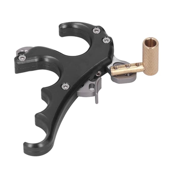Compoundbueudløser, 4 fingre, justerbar tommelfingerudløser, sort aluminiumslegering