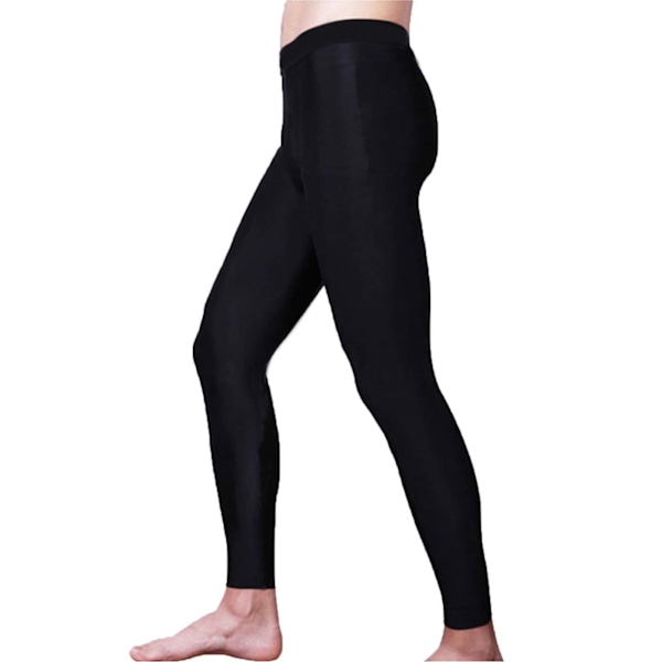 Kompressionstræningsleggings til mænd, letvægts, åndbare, polyester, sort, størrelse M