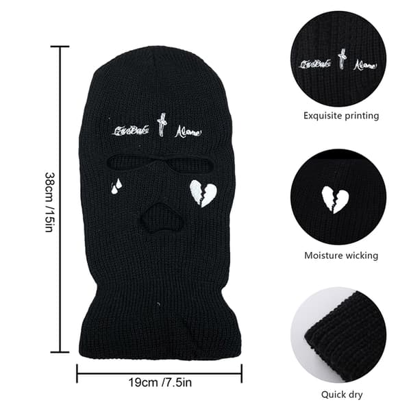 Mesh-mössa med 3 hål, ansiktsskydd, vinterkyla, skidor, cykling, utomhus, unisex