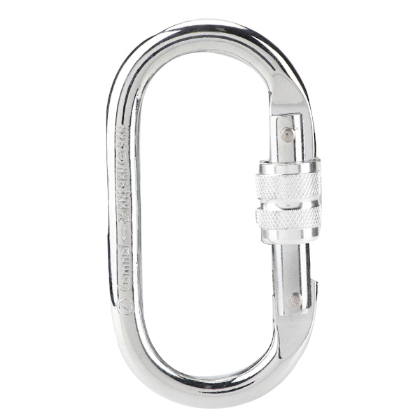 O-formad säkerhetskarbinhake för utomhusklättring och räddningsutrustning, silver, 25KN.