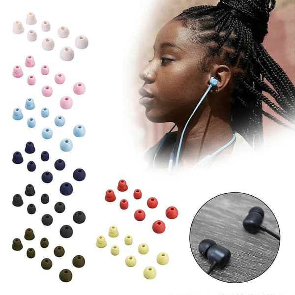 8-pack silikon in-ear Bluetooth hörlursöverdrag, kompatibla med Beats Flex/X hörlurar, inklusive örontoppar och öronproppar.