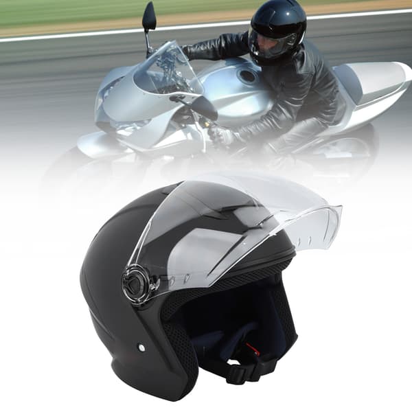 Helhjelm med flip-up til motorcykel til vinterbrug, mat sort, med ventilation og klart udsyn.