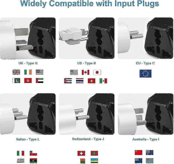 Schweizisk J-typ stickkontaktadapter 3-pack, universell reseanvändning