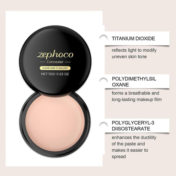 Zephoco concealerpalett for en naturlig hudfarge, utjevnende concealer