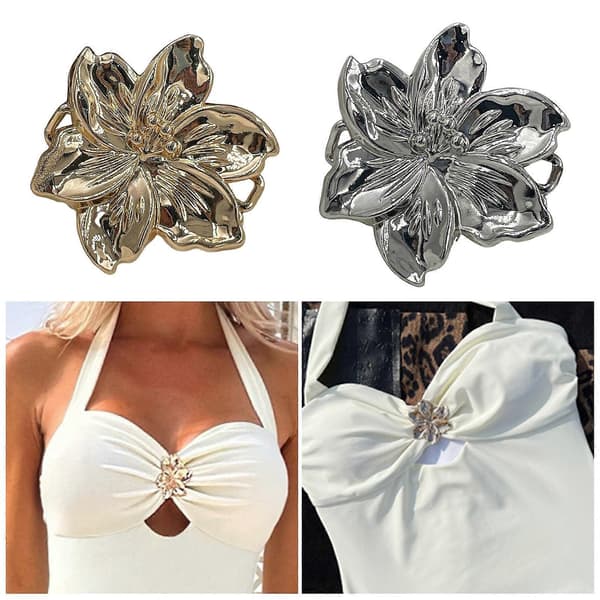 Bikinispenn med metallblomsterdesign, praktisk og hendig for daglig bruk.