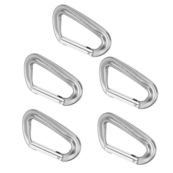 5 st D-ring klätterkarbinhakar 12KN aluminiumlegering A7075 för camping, vandring, utomhus, grå