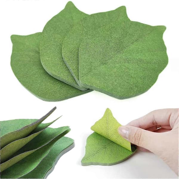 4 pakker med 200 sticky notes, aftagelige selvklæbende sticky notes, smukke grønne bladformede st