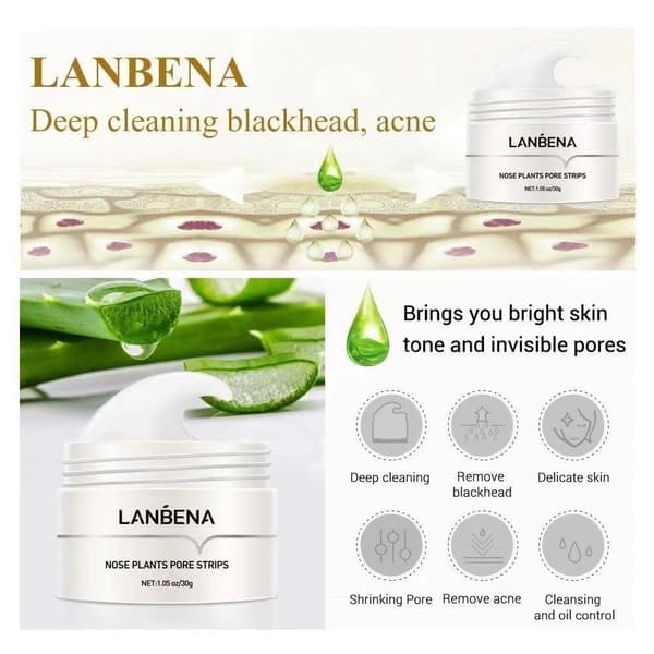 LANBENA's nye næsemaske til fjernelse af hudorme, poreudrensende ark, sort maske til eksfoliering og dybderens. 2pcs