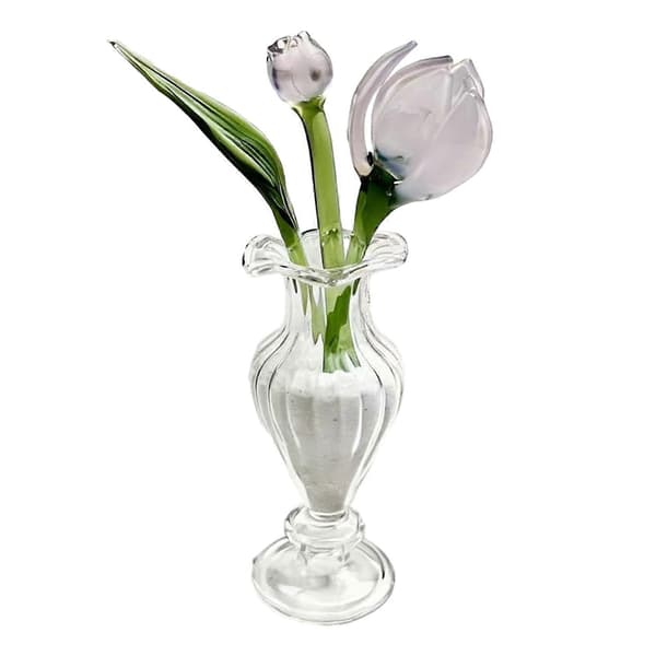 Miniglasblomster - fødselsdagsgave - med vase