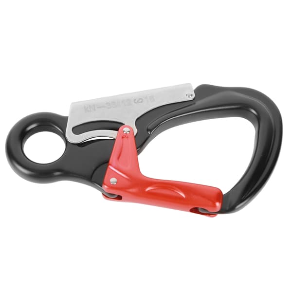 35KN D-formet kraftig aluminium 7075 klatrekarabiner til bjergbestigning, rapelling og klatring - Sort/Rød