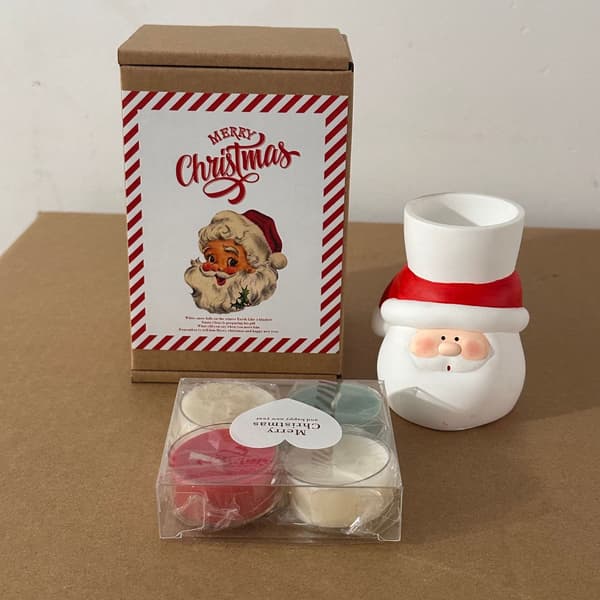 5 stk. julefest julestake julenisse gips lysestake duftlys