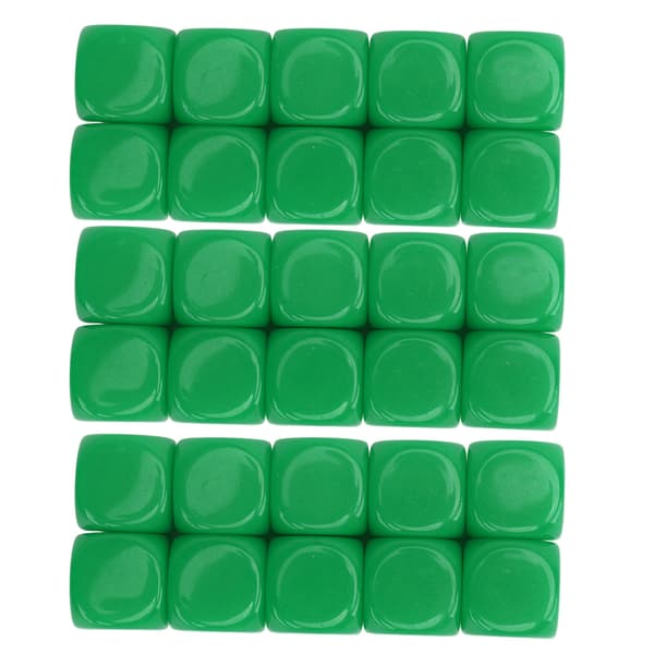 30 st tomma plasttärningar 16 mm 6 rundade sidor för gör-det-själv-spel matematikundervisning grön