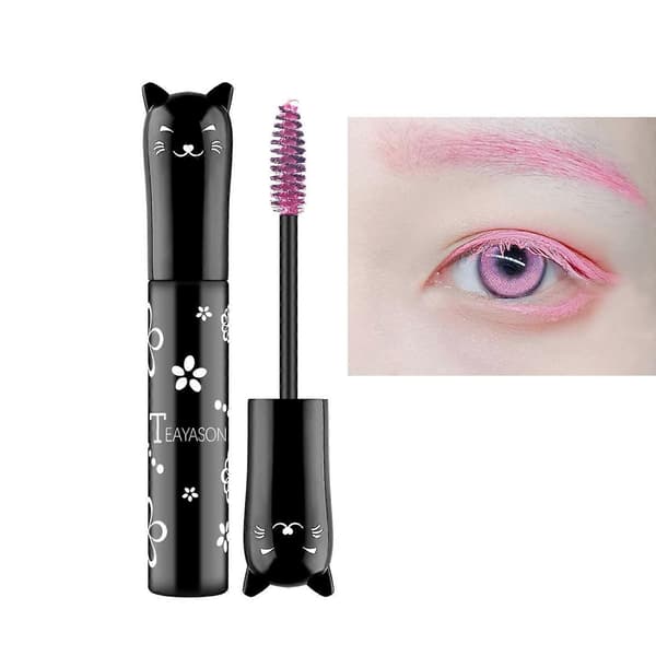Farget, forlengende og krøllende vanntett mascara - rosa